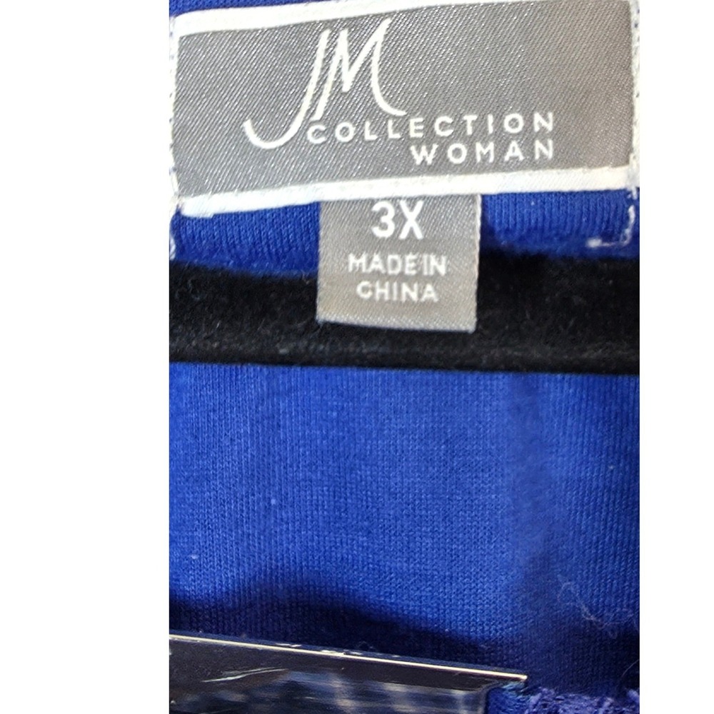JM Collection Tunic Top Plus Size 3X XXX Blue Lace Overlay Keyhole Neck 3/4 Slvs - Picture 5 of 9